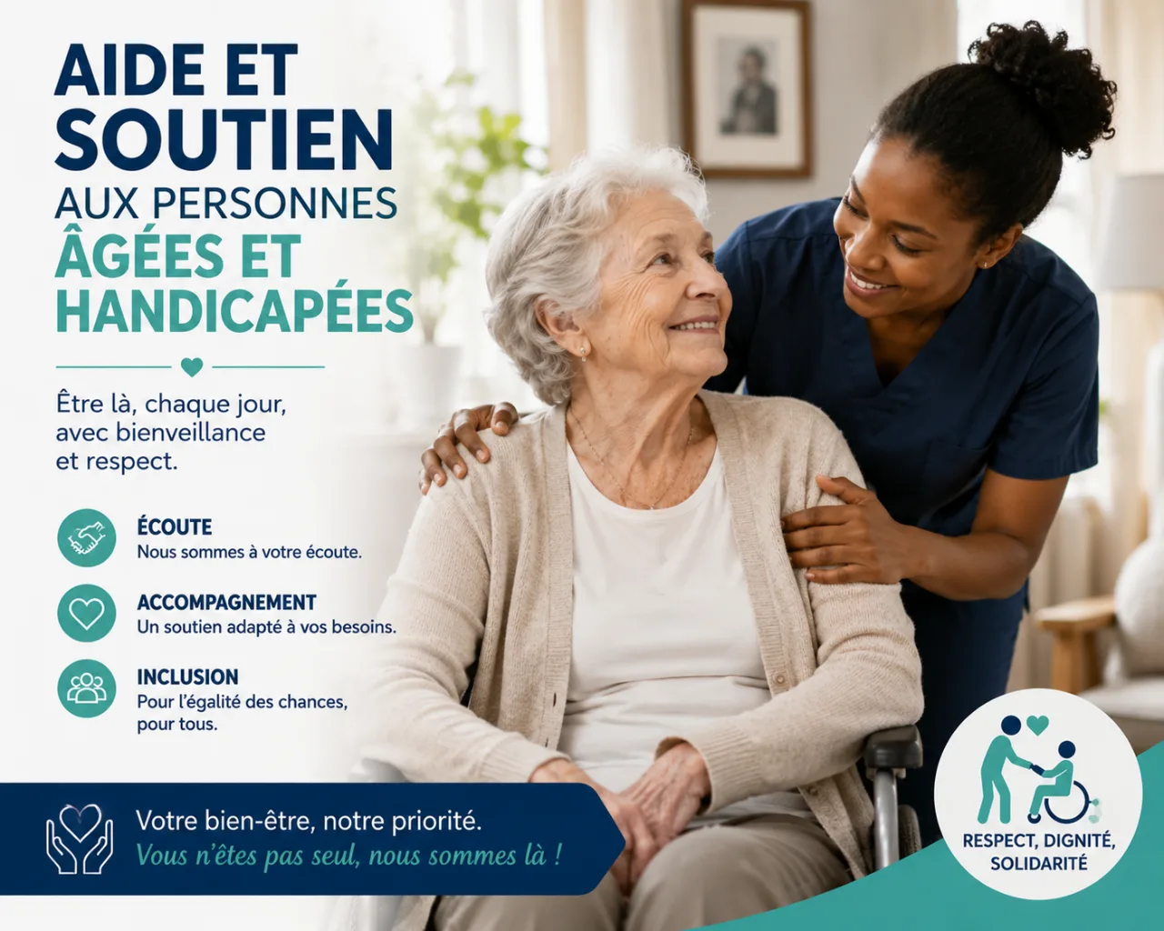 Accompagnateur dévoué — Services à domicile et soutien aux personnes en situation de handicap